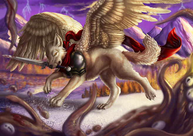 Fight of a wolf warrior