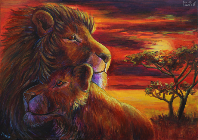 African sunset (acrylics on canvas)