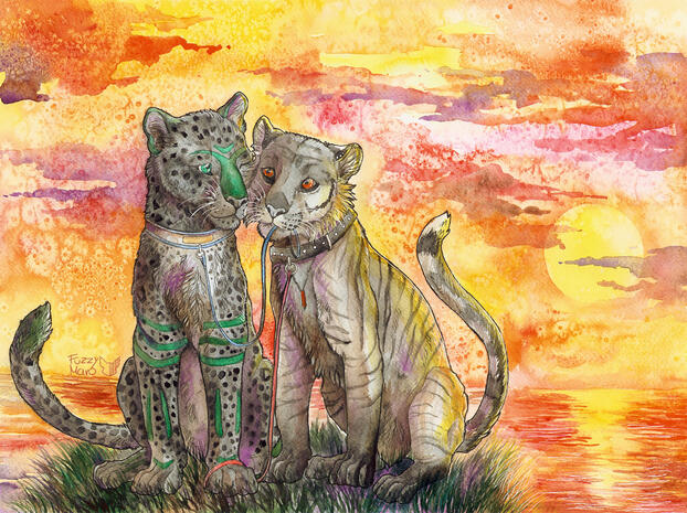 Feline couple (watercolors)