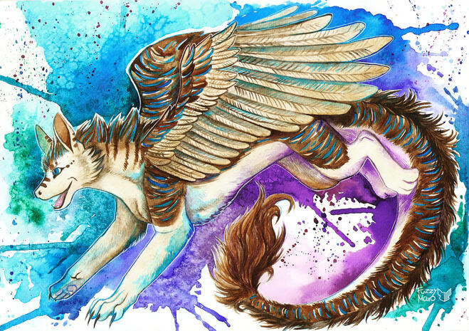 Excited dragon (watercolors)