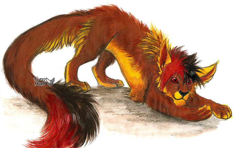 Maro, colored pencils and paint