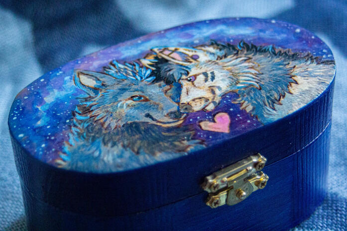 It's our day- pyrography on wooden box