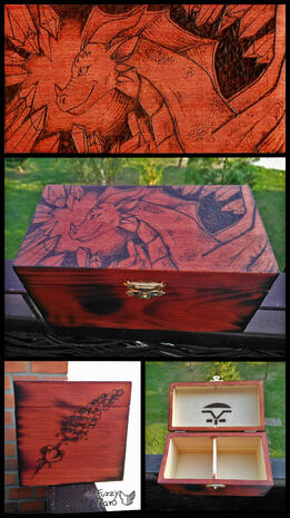 Dragon burned on box