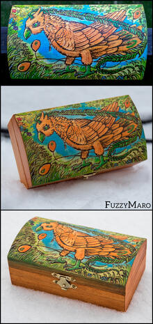 Bird-burned and painted box