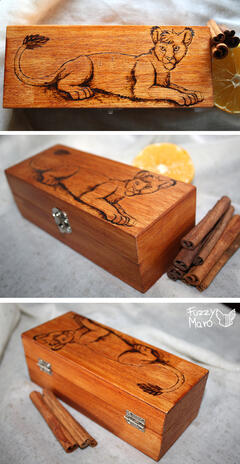 Cinnamon lioness-painted box