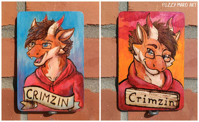 Burned and painted badge